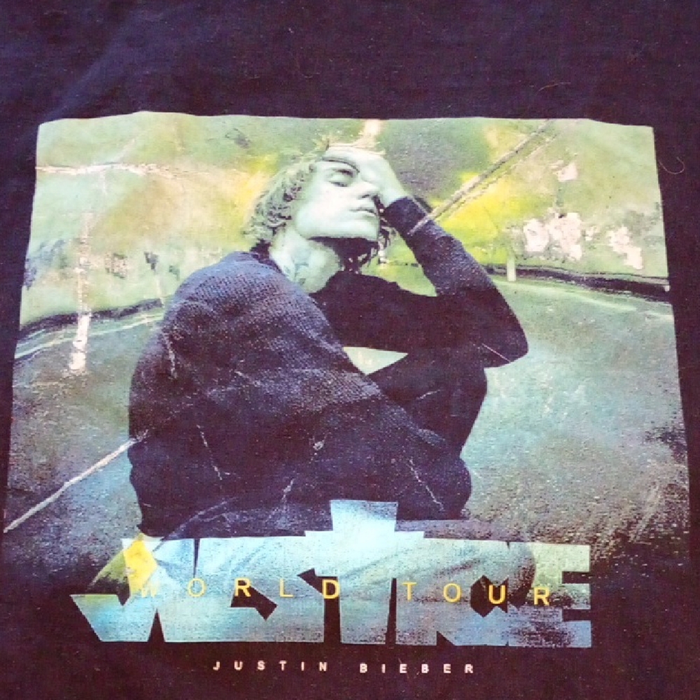 Justin Bieber Black Graphic Tee with Blue Design